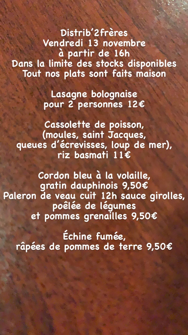 1D5F40AB 1492 43D9 BA36 50EC77B341C8 | Restaurant Les 2 Frères Dans le Distrib’2frères vendredi 13 novembre à 16h et pour tout le week-end Saint-Dié-des-Vosges 0