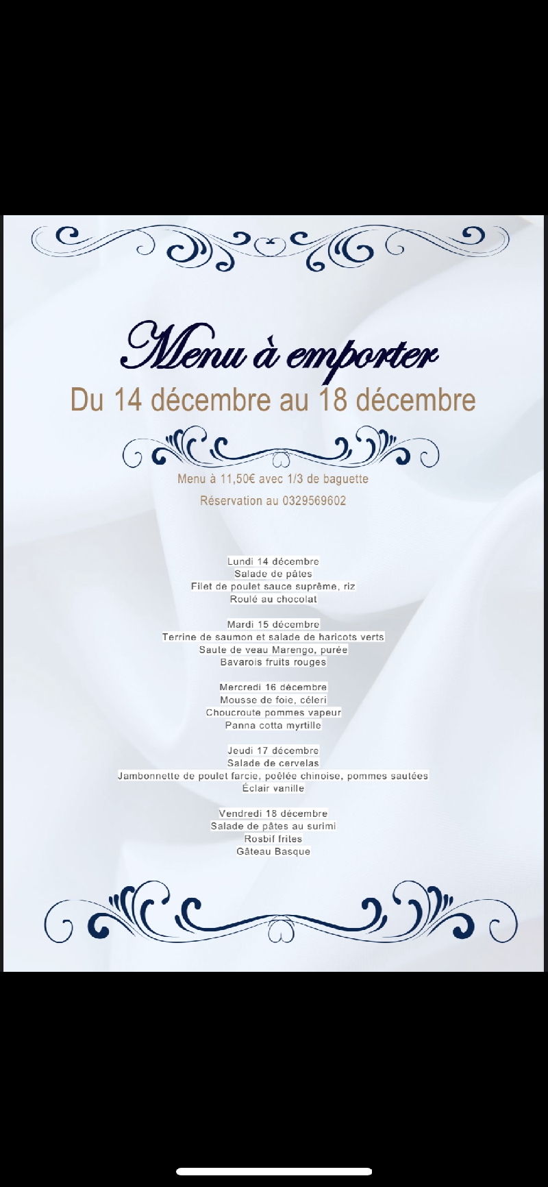1412 1 | Restaurant Les 2 Frères nos menu du Distrib’2frères et les menus à emporter du 14 décembre au 20 décembre Ribeauville 1
