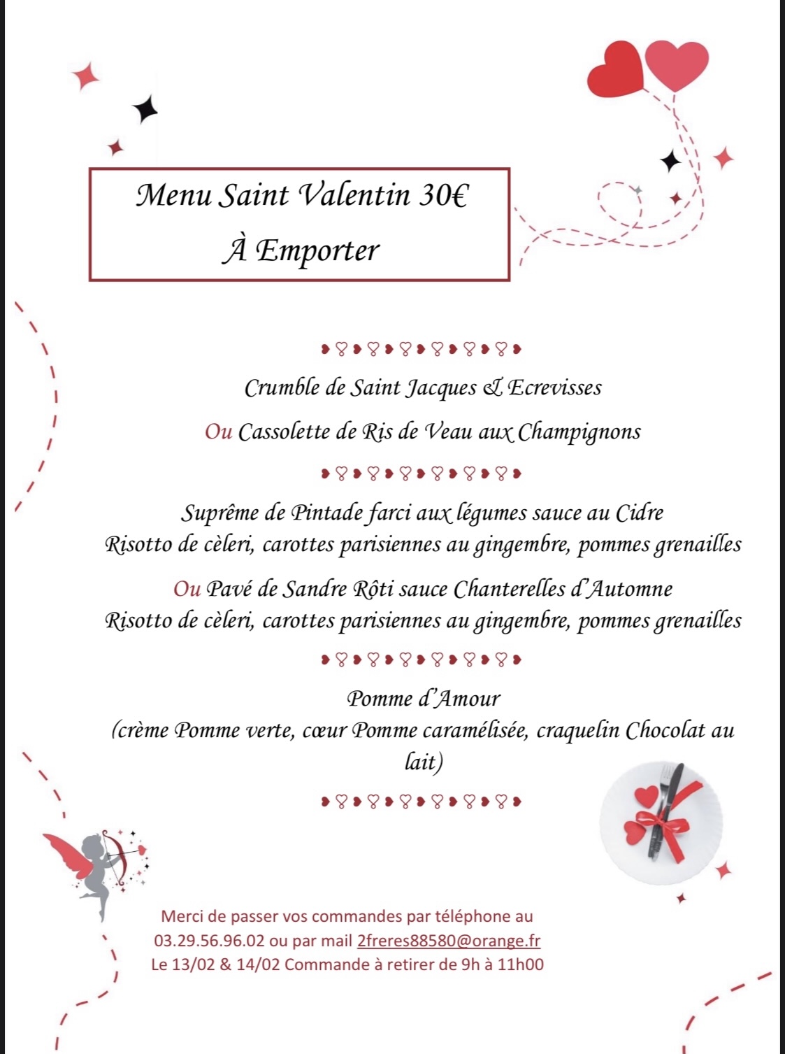 7B4C1509 6023 4CF1 AB08 EA7DE5E6DABA | Restaurant Les 2 Frères Menu de saint Valentin à emporter Sainte-Marie-aux-Mines 0
