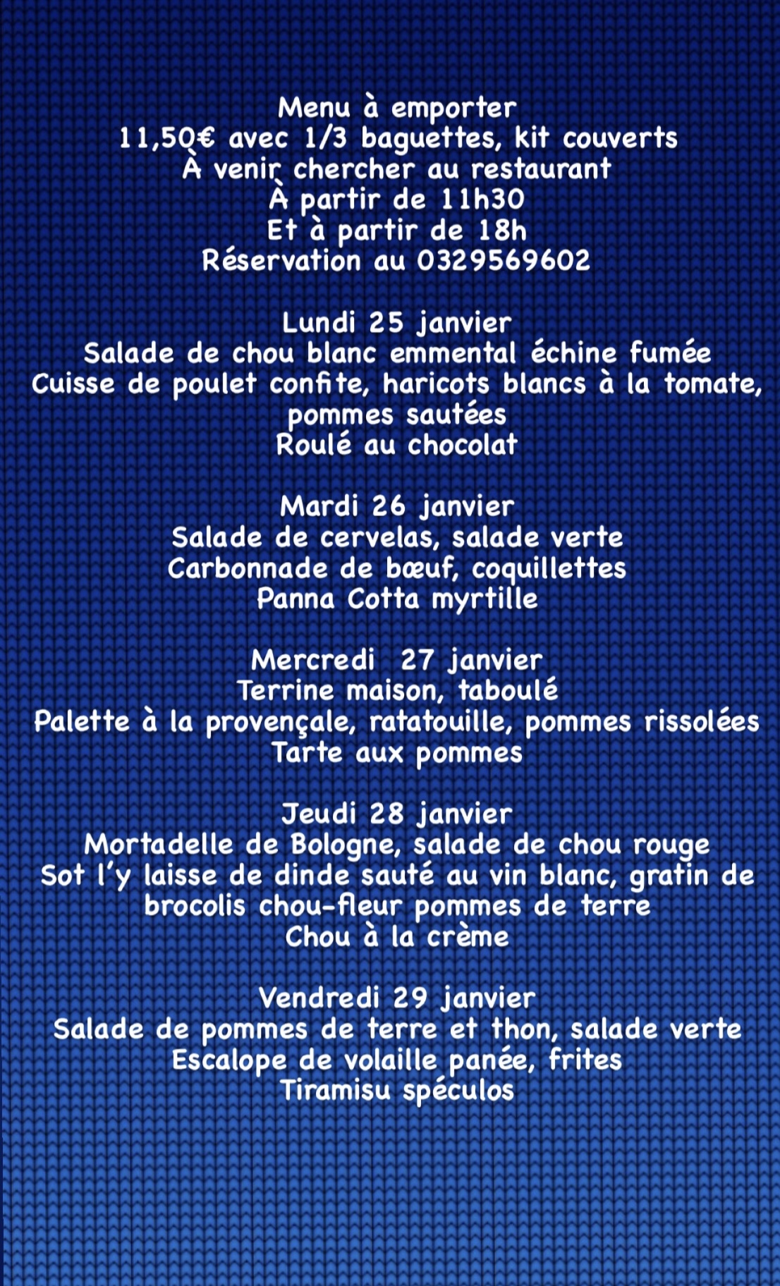 81426BDD 3C86 4692 AEE2 8A9C140A27F1 | Restaurant Les 2 Frères Nos menus à emporter du lundi 25 janvier au vendredi 29 janvier Raon-l'Étape 0