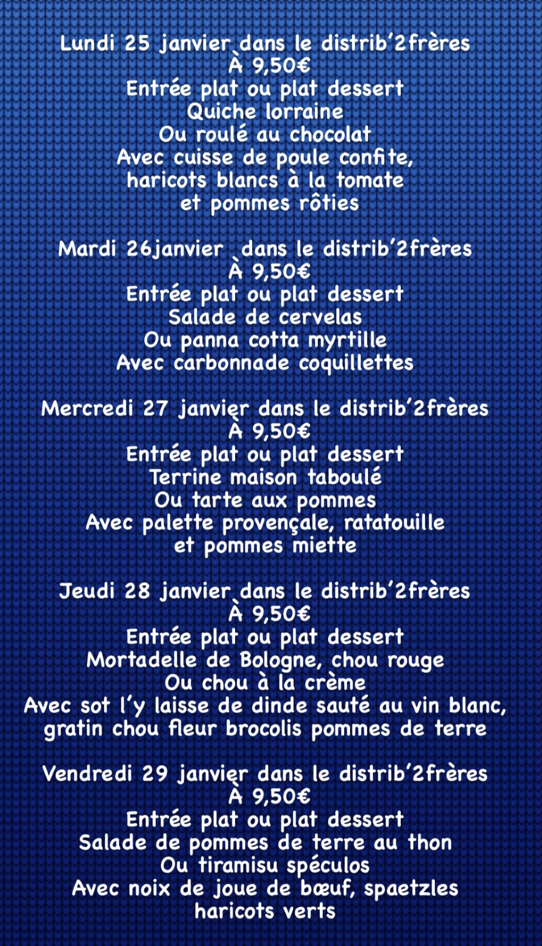 90EEB904 9280 4CAA 8568 500EA3E4ECE1 | Restaurant Les 2 Frères Dans le distrib’2frères du lundi 25 au vendredi 29 janvier Munster 0