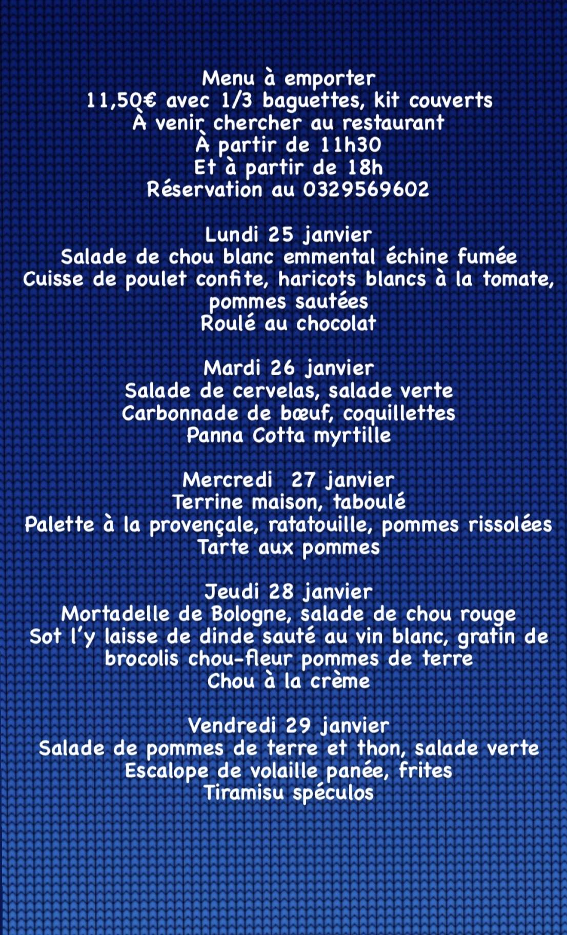 81426BDD 3C86 4692 AEE2 8A9C140A27F1 | Restaurant Les 2 Frères Nos menus à emporter du lundi 25 janvier au vendredi 29 janvier Raon-l'Étape 0