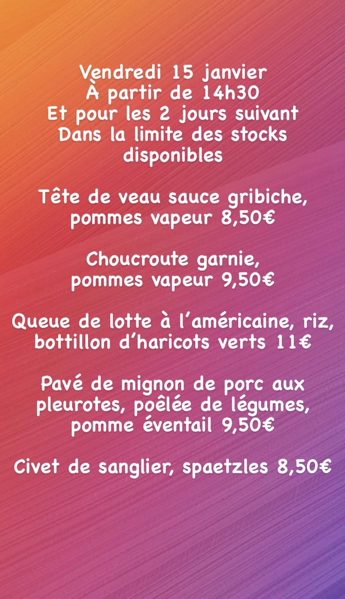 95A98BCA 6155 43C1 8E01 FCF3701BE733 | Restaurant Les 2 Frères Dans le distrib’2frères le week-end du 15 au 17 janvier Saint-Dié-des-Vosges 0