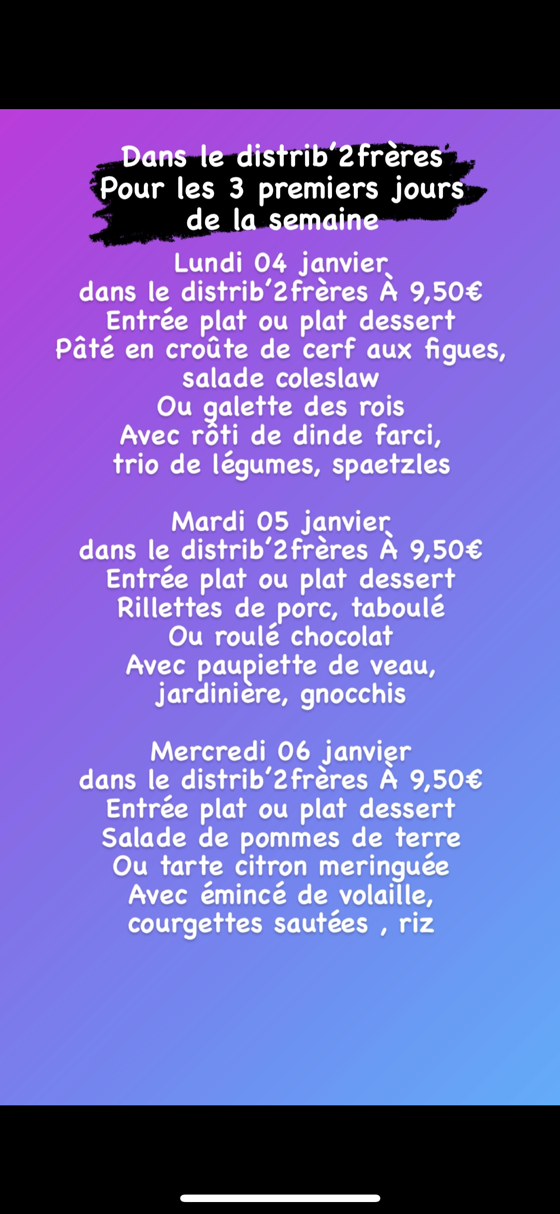 E308D8FA 0778 4A80 9DA5 D4F7830DE92B | Restaurant Les 2 Frères Nos propositions du 04 au 07 janvier dans le distrib’2frères et à emporter Châtenois 0