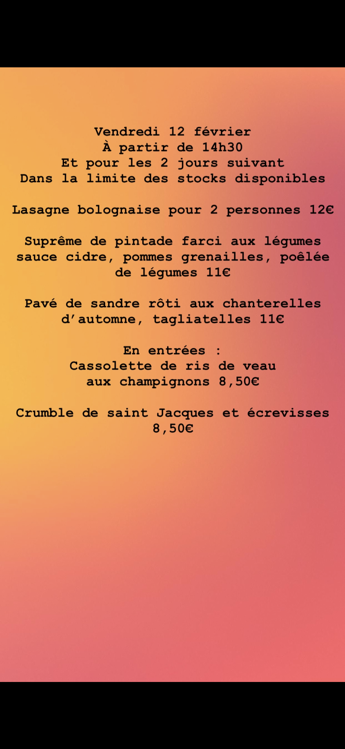 Dans le distrib’2frères le week-end du 12 au 14 février Munster 0