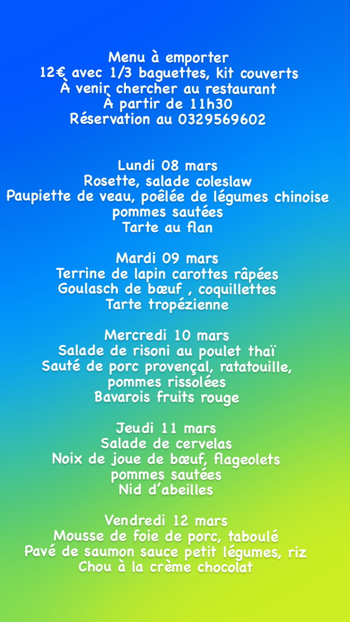 4718C274 01DD 4114 8030 2F14FC46CF12 | Restaurant Les 2 Frères Les emportés chauds à 12€ semaine du 08 au 12 mars Raon-l'Étape 0