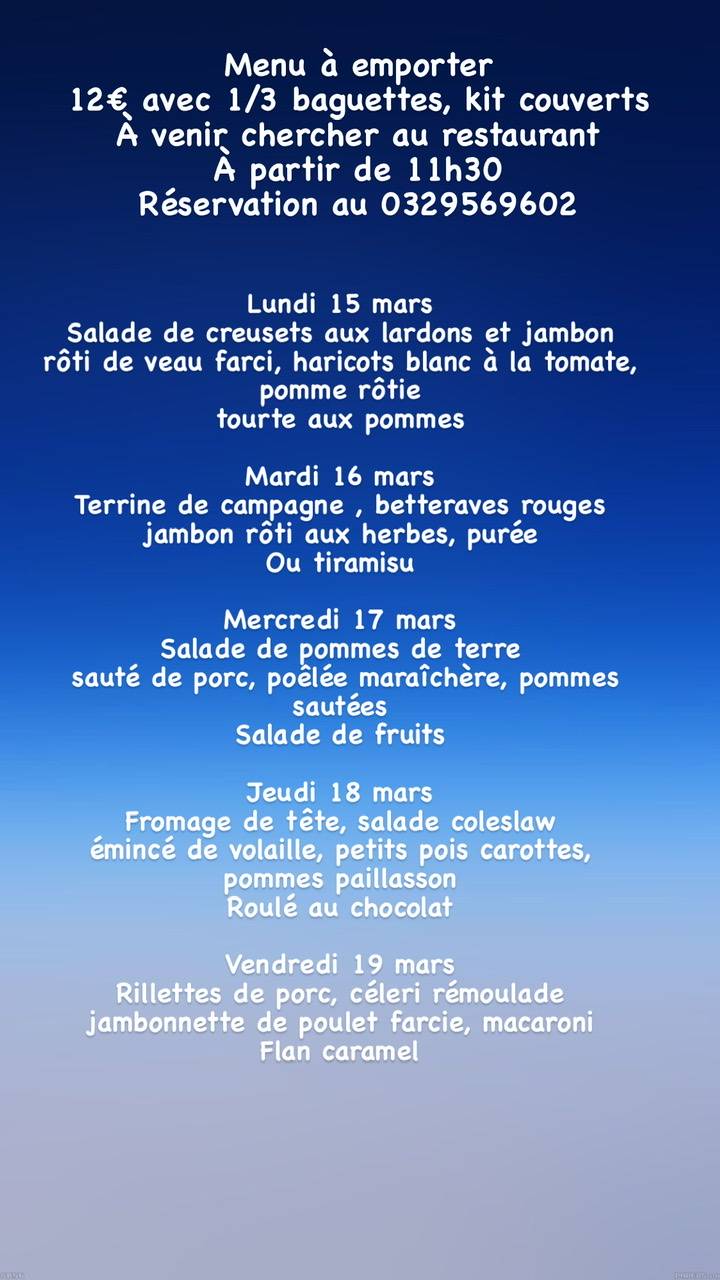 75FCDAE8 AF0A 4ECA B9A6 475A7C8C099F | Restaurant Les 2 Frères Menus à emporter chaud, semaine du lundi 15 mars au vendredi 19 mars Ingersheim 0