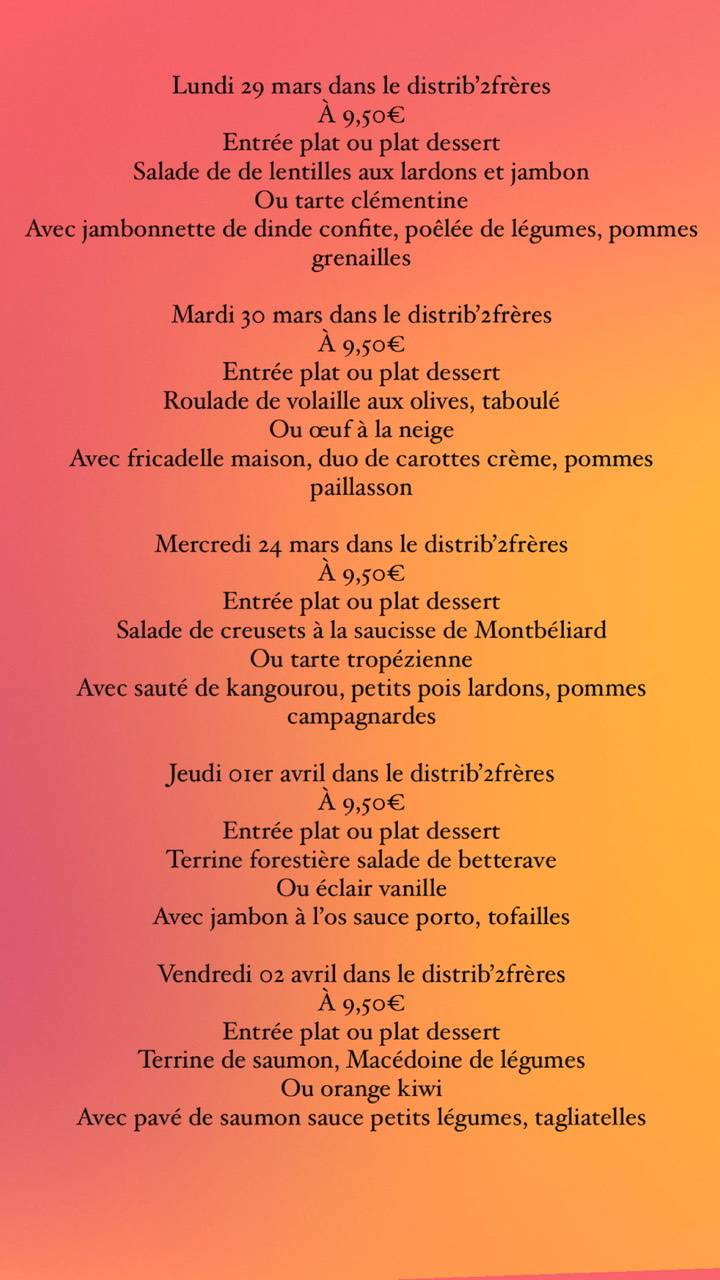 D2278D56 F887 4BAB AD09 F950A499A3E3 | Restaurant Les 2 Frères Dans le distrib’2frères du lundi 29 mars au vendredi 02 avril Rambervillers 0