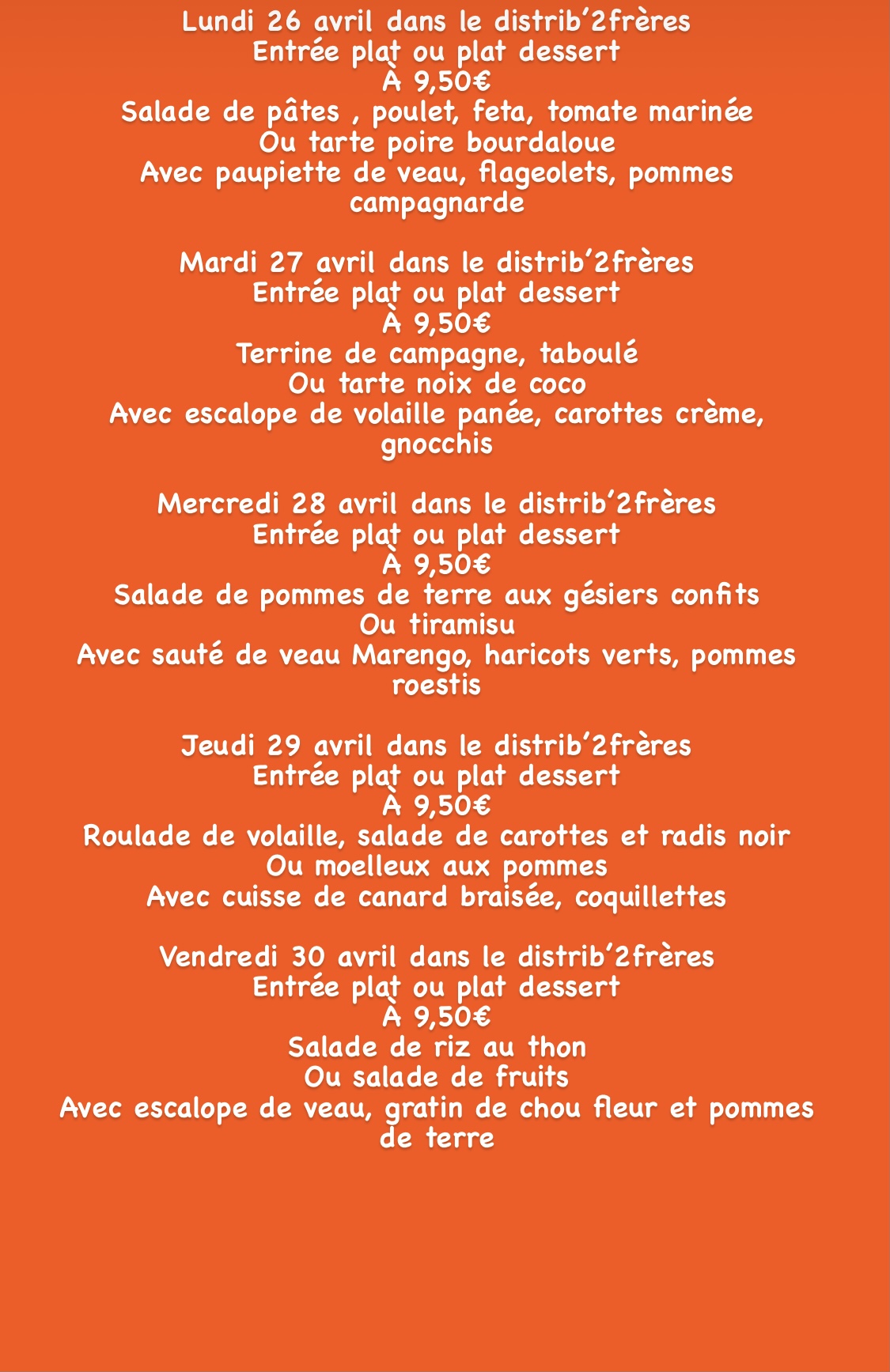 03B14B29 D9CA 4805 A22D 42934BEE24F9 | Restaurant Les 2 Frères Semaine du lundi 26 avril au dimanche 02 mai. À emporter chaud ou froid Ribeauville 0