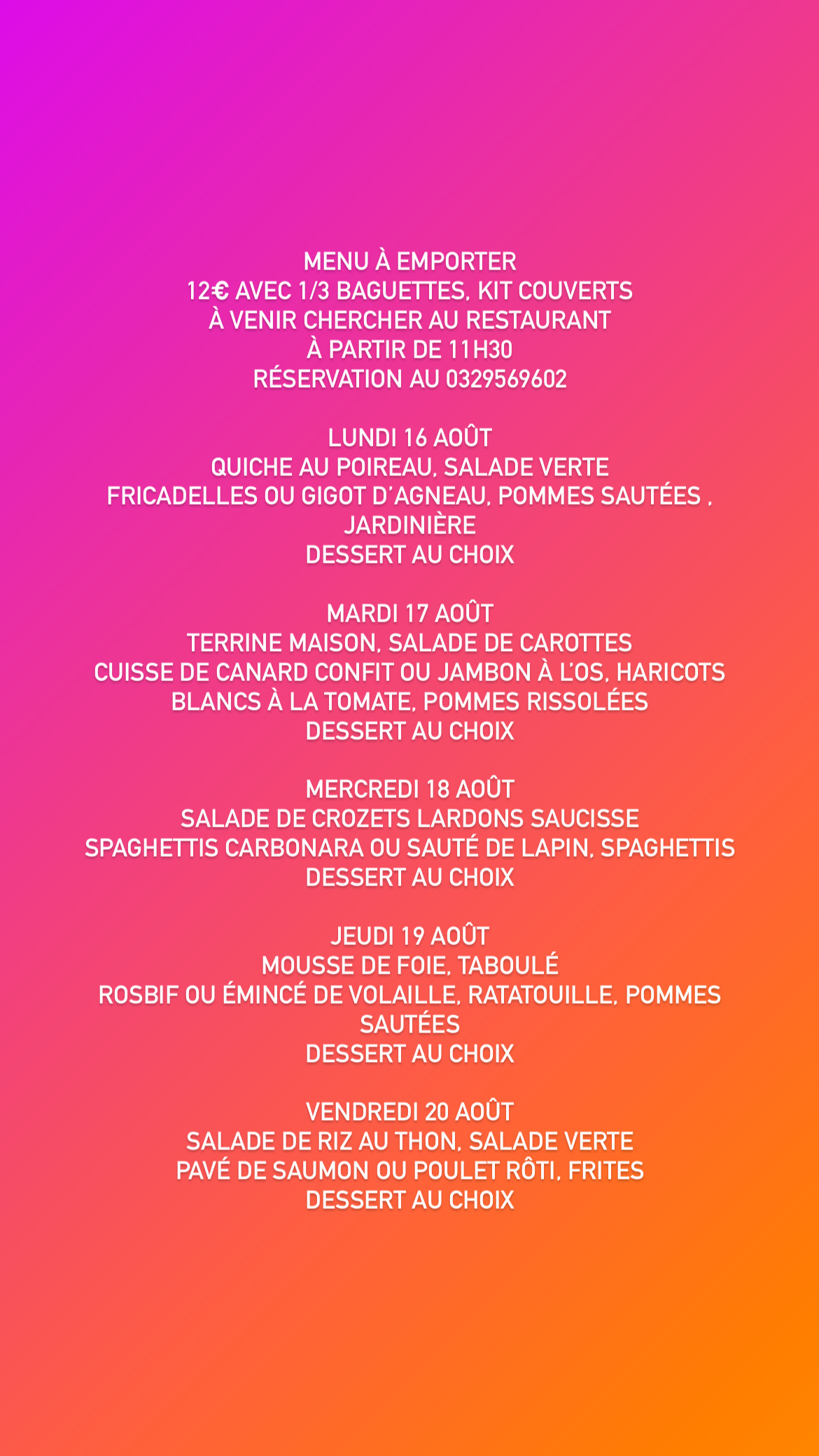 DEAD3FE7 E6C9 4343 8160 402AA68172E5 | Restaurant Les 2 Frères Semaine du lundi 16 août au dimanche 22 août dans le distrib’2frères, au restaurant et à emporter Sainte-Marie-aux-Mines 0