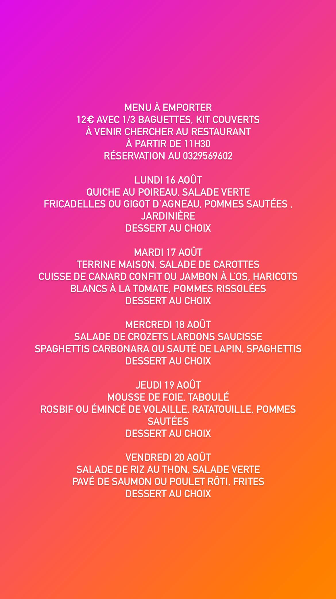 DEAD3FE7 E6C9 4343 8160 402AA68172E5 | Restaurant Les 2 Frères Semaine du lundi 16 août au dimanche 22 août dans le distrib’2frères, au restaurant et à emporter Sainte-Marie-aux-Mines 0